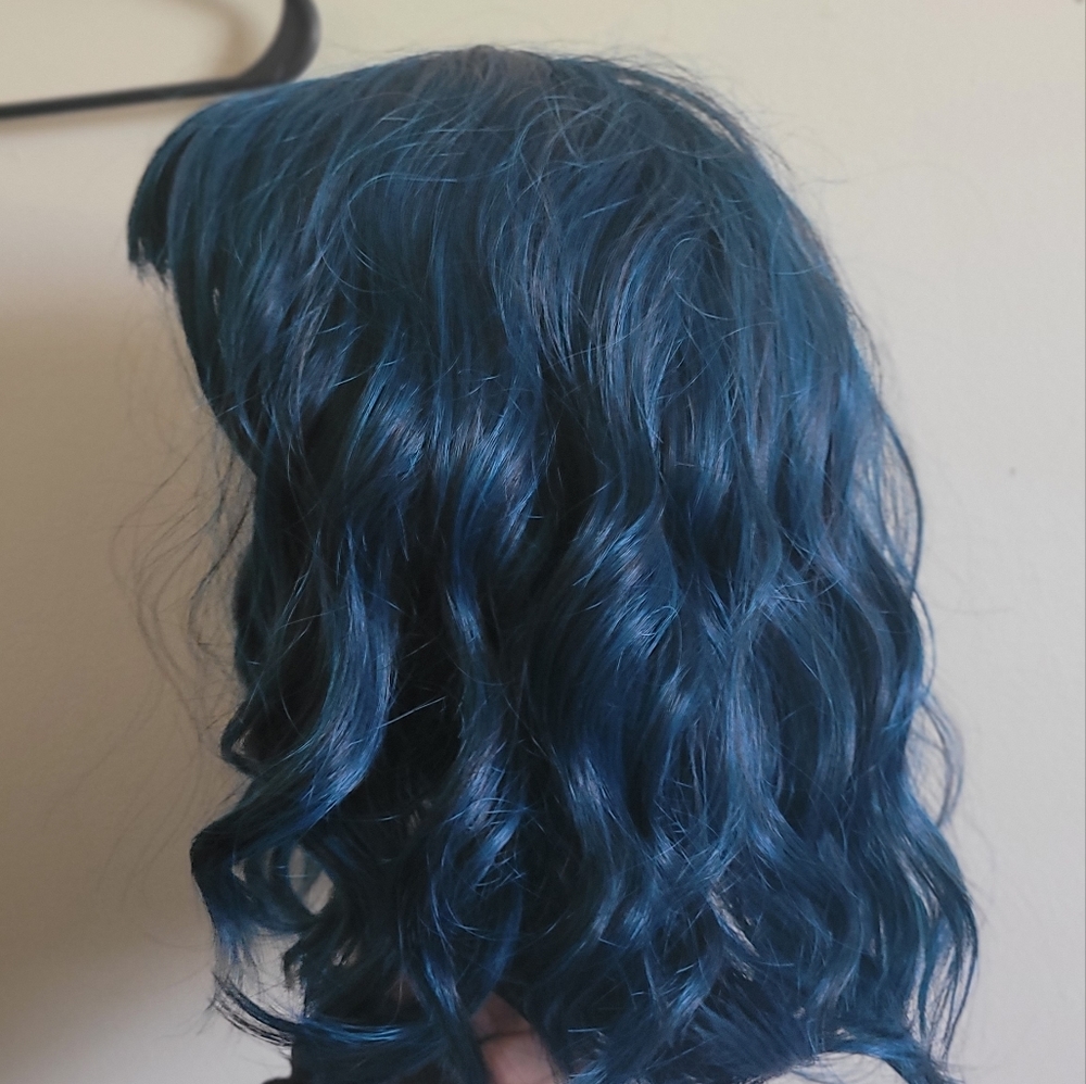 Blackish blue ombre wig with bangs